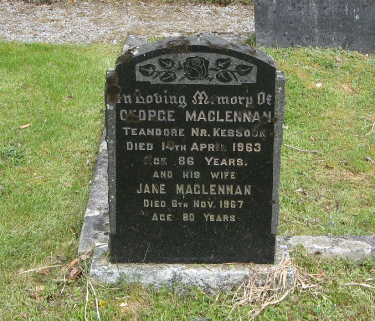 Photo of headstones/George MacLennan died 1963 MI Urray West